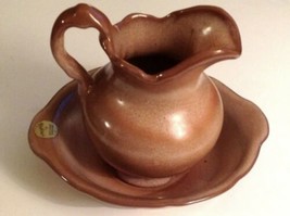 Frankoma Pitcher &amp; Bowl Desert Sand Brown Glaze Pottery 30A 30B Red Clay - £21.90 GBP