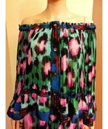 KENZO x H&amp;M Off Shoulder Leopard Floral Print Chiffon Pleated Blouse US ... - $80.54 CAD