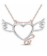 14kt Two-tone Gold Womens Round Diamond Devil Naughty Heart Pendant .01 ... - $233.97 CAD