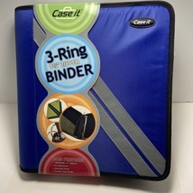 NOS 2006 Case-It 3-Ring 1-3/4&quot; Zippered Binder Blue and Gray - $14.85