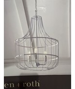 New allen + roth Elmwood 3-Light  Dry rated Chandelier White Farmhouse L... - £61.91 GBP