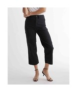 QUINCE Black Organic Stretch Cotton Twill Wide Leg Cropped Pants - size 29 - £21.70 GBP
