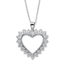 PalmBeach Jewelry 2 TCW Silver Cubic Zirconia Heart Pendant Necklace 18-20 inch - $34.47