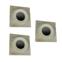 Set of 3 Natural Wood Framed Porthole Style Wall Mirrors 12 Inches Square - £62.14 GBP