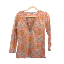 J Mclaughlin size XS Paisley Print Top Ruffle 100% Cotton Lightweight V-... - $28.00