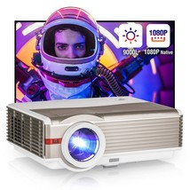 1080P WiFi Bluetooth Projector, 9000 Lumen Outdoor Movie Projector Max 200&quot; Wire - £649.19 GBP