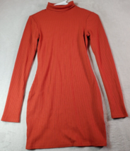 Urban Outfitters T Shirt Dress Womens Small Burnt Orange Long Sleeve Mock Neck - £13.36 GBP