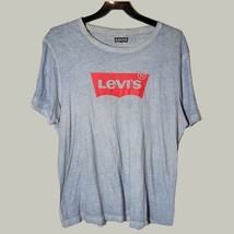 Levis Mens Shirt XL Light Blue Graphic Tee Logo on Front - $11.97