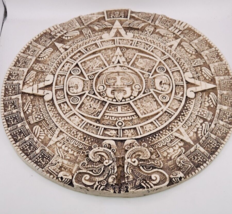 Mayan Aztec Calendar Art Medallion Wall Plaque crushed Stone 13&quot; Vintage - $29.03
