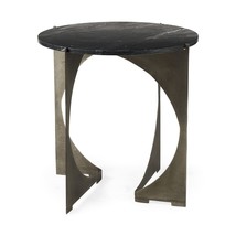 20" Black Marble Round End Table - $12,510.69 MXN