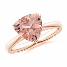 ANGARA Trillion Morganite Solitaire Engagement Ring for Women in 14K Solid Gold - £1,307.43 GBP