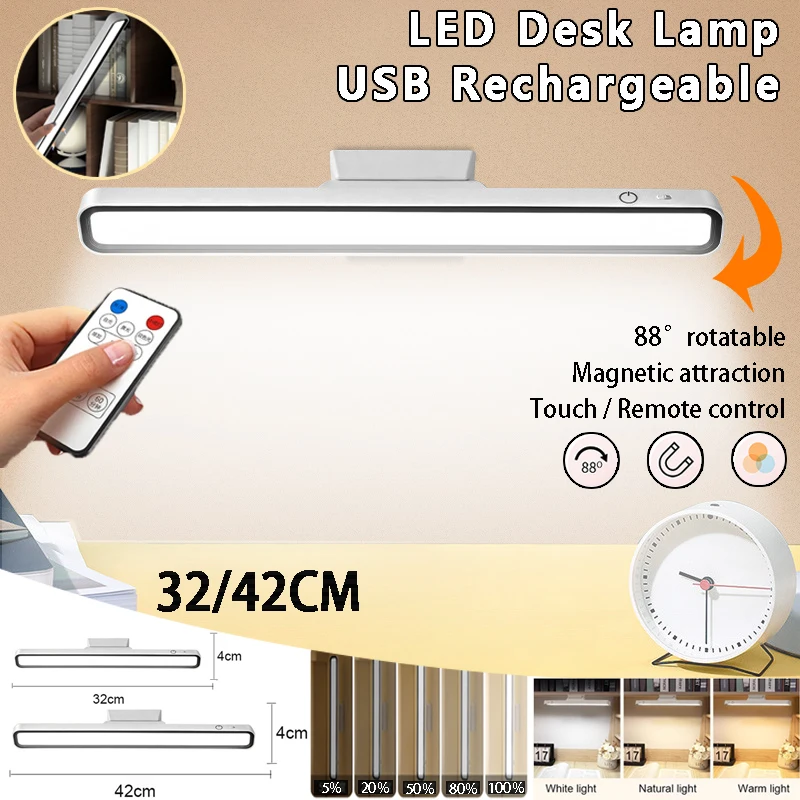 Rechargeable Desk Lamp Hanging Magnetic Reading Table Lamp LED Remote Co... - $21.94+