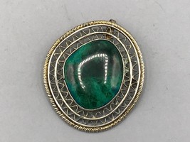 Vintage Sterling Silver Green Agate Pendant made in Israel - $58.40
