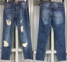 Forever 21 Retro Distressed 100% Cotton Womens Jeans 28X28 Blue Denim - £12.45 GBP