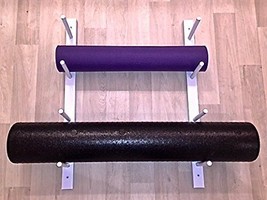 Foam Roller &amp; Yoga Mat Storage Rack. Easy Wall Mount. Full Hardware. White Color - £43.04 GBP