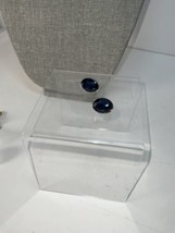 Vintage Silver Tone Blue Sapphire Les Bernard Signed Studded Earrings - $15.00