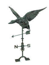 Zeckos Verdigris Patina Metal Flying Duck Weathervane with Roof Mount - £192.67 GBP