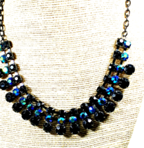 Vintage 18&quot;Midnight Blue Rhinestone Collar Necklace - $17.99