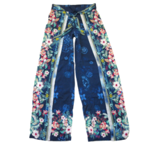 NWT Johnny Was Annia Pant in Blue Floral Lightweight Wrap Tie Wide Leg P... - £85.28 GBP