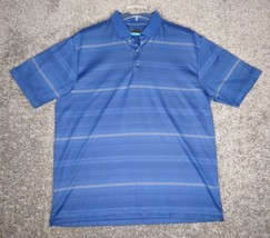 PGA Tour Shirt Mens XL Blue Striped Lightweight Classic Gold Polo - £7.47 GBP