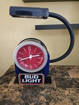 VINTAGE 1991 BLUE BUD LIGHT BEER ELECTRIC CLOCK AND GOOSENECK LAMP BEER ... - $49.45