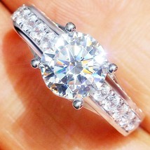2.9CT LC Moissanite Halo Anniversary Engagement Wedding Ring 14K Gold Plated - £71.21 GBP