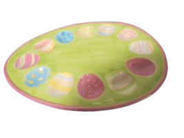 Boston Warehouse 2004 Deviled Egg Platter Ceramic 12 Egg Slots Multicolor - £14.85 GBP