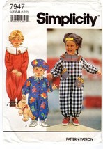 Simplicity 7947 Toddlers&#39; Child&#39;s Jumpsuit &amp; Hat Pattern Size ½, 1, 2 UNCUT FF - £6.81 GBP
