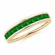 ANGARA Channel Set Square Emerald Half Eternity Band in 14K Solid Gold - £1,389.35 GBP
