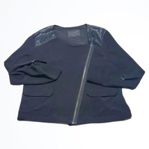 Sanctuary Asymmetrical Zip Blazer Jacket w Faux Leather Varied Sleeves S... - $31.35