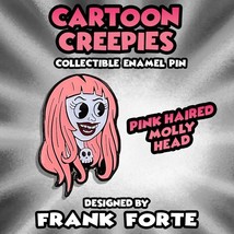 Cartoon Creepies Pink Haired Molly Head 1.5&quot; Hard Enamel pin Cuphead Kawaii - £7.51 GBP