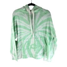 Style &amp; Co Tie-Dyed Waffle Hoodie Sweatshirt Pullover Pockets Green Whit... - $18.29