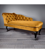 Regent Handmade Tufted Elegant Gold Velvet Chaise Longue Bedroom Accent ... - $437.65 CAD