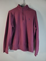 Polo Ralph Lauren  Mens 1/4 Zip Long Sleeve Shirt Medium Maroon Cotton Blend - £20.34 GBP