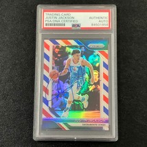 2018-19 Panini Prizm Red White &amp; Blue #191 Justin Jackson Signed Card Auto Psa S - £47.39 GBP