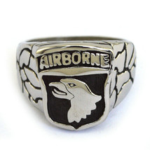 Mens Stainless Steel US Army Airborne Ring Signet eagle Head Silver Size 15 - $19.99