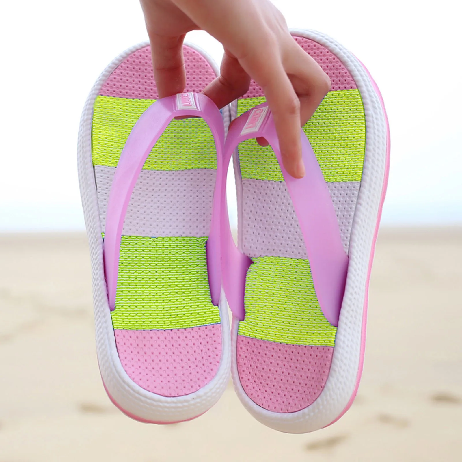 Summer Clip Foot Thick Sole Slaps Women Rainbow Slope Heel Beach Shoes Women&#39;s - £23.00 GBP+