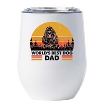 World&#39;s Best Cocker Spaniel Dog Dad Wine Tumbler 12oz Cup Gift For Dog Pet Lover - £18.44 GBP
