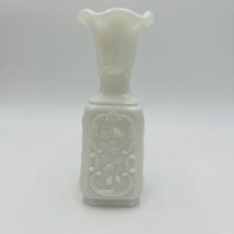 Masque Drama Glass Jester &amp; Flowers Vase Evil Face Vintage Imperial White - $78.21
