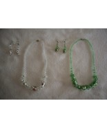 Lot Faceted Plastic Floral Glass Beads Necklace Dangle Hook Earring Gree... - $266.21 MXN
