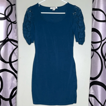 Forever 21 Women&#39;s Teal Green Blue Dress with Lace Sleeves - £8.49 GBP