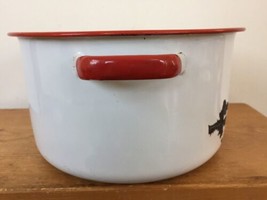 Vintage Antique White Red Enamelware Stock Soup Sauce Cooking Pot NO LID... - £47.07 GBP