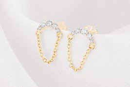 14K Gold Cosmic Rain Diamond Earrings - Stunning Celestial Jewelry for Elegance  - £135.94 GBP
