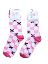 Women&#39;s 2 Pack Skull Pink Sock Bundle Pair Premium Feet Size 9-11 NEW W TAGS - £8.80 GBP
