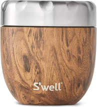 Stainless Steel Bowls-16 Fl Oz-Teakwood-Triple-Layered Vacuum Insulated Containe - £39.64 GBP