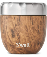 Stainless Steel Bowls-16 Fl Oz-Teakwood-Triple-Layered Vacuum Insulated ... - £39.29 GBP
