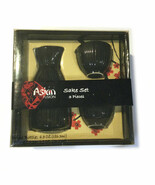 Vintage 90s Japanese Ceramic Saki Set 3 Pieces Black - NEW - $640.33 MXN