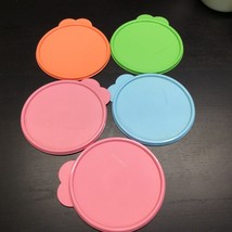 Tupperware Lid 2541D Lot Of 5 Replacement Green Orange Pink Blue Butterfly Tab - £11.65 GBP