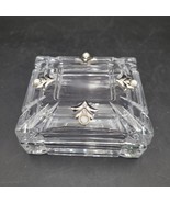 Square Glass Lidded Trinket Box Faux Pearl &amp; Diamonds Silver Accents MCM - $270.86 MXN