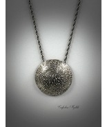 Pendant necklace in sterling (metal clay), textured and patinated. Handm... - £93.97 GBP